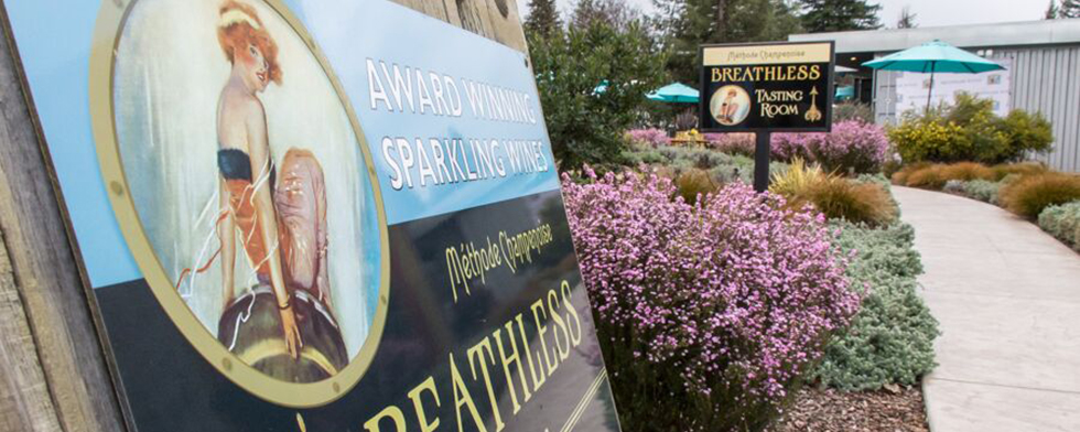 Photo of the entrance to the Breathless tasting room