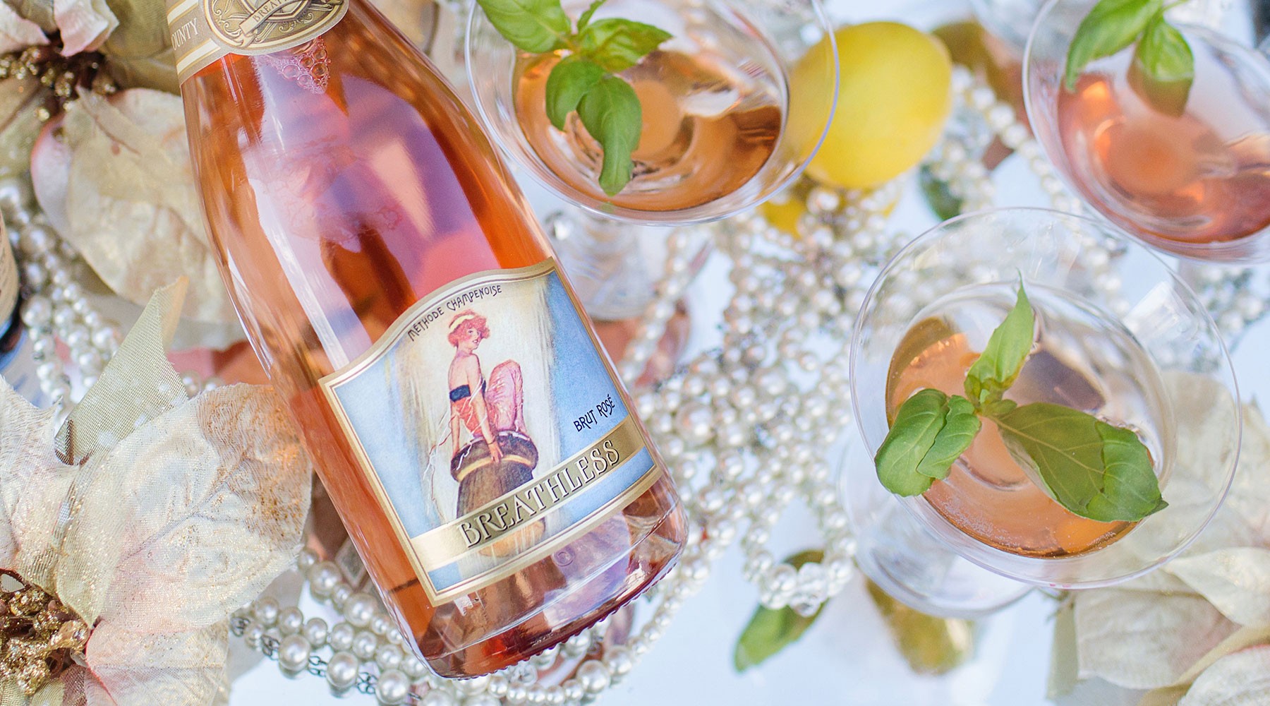 Breathless Rose wine in glasses