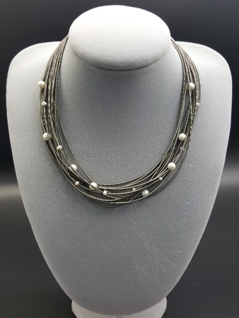 Black and Silver Twist Piano Wire Necklace