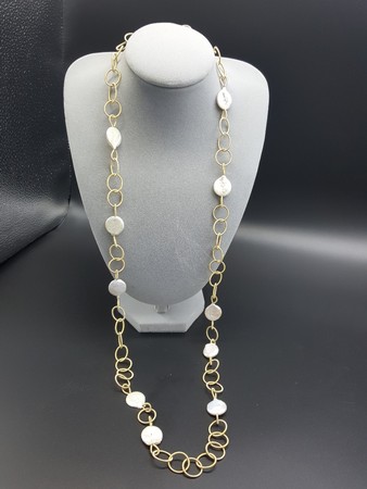 Long Gold Rings with Coin Pearls Necklace