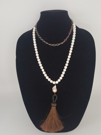 Art Deco 1930s French Silver and Paste Tassel Necklace UK