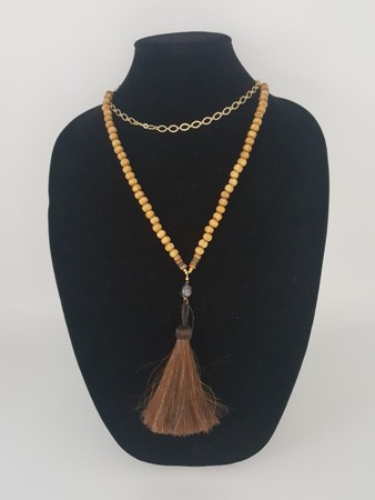 Wood horse tassel necklace