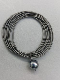 Black Pearl Slate Piano Wire Bracelet