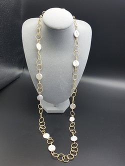 Long Gold Rings with Coin Pearls Necklace