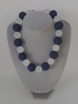 Blue and White Large Bead Necklace