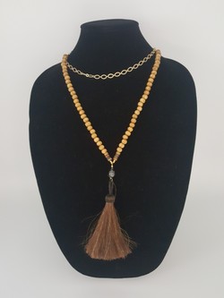 Wood horse tassel necklace