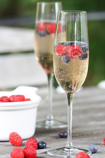 Red, White and Blue Champagne Cocktail 