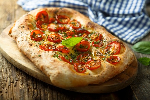 Focaccia Bread with Tomatoes and Feta