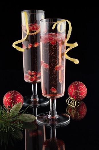 Pear and Pomegranate Champagne Cocktail
